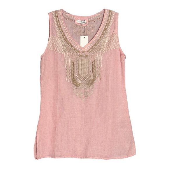 paparazzi Tops - Paparazzi Pink Boho Embroidered Lightweight Tank Top Size M NWT